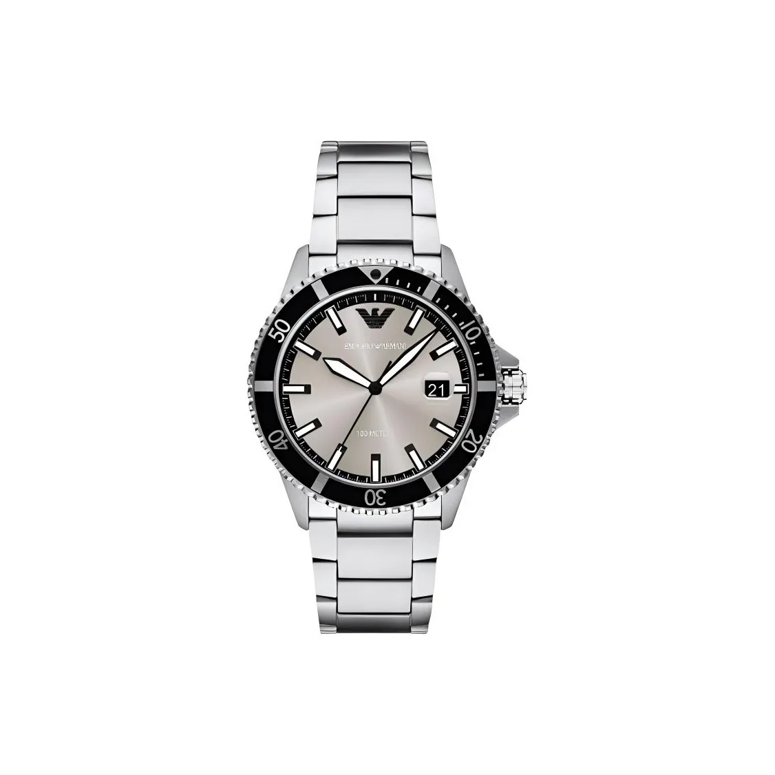 EMPORIO ARMANI Мужские часы Кварцевый механизм Ремешок из нержавеющей стали 42 мм Серый циферблат