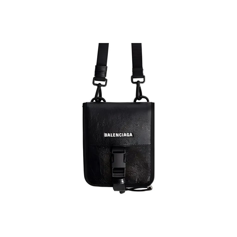 Balenciaga Leather Shoulder Bag, Crossbody Bag, Card Holder, Wallet Men's Black