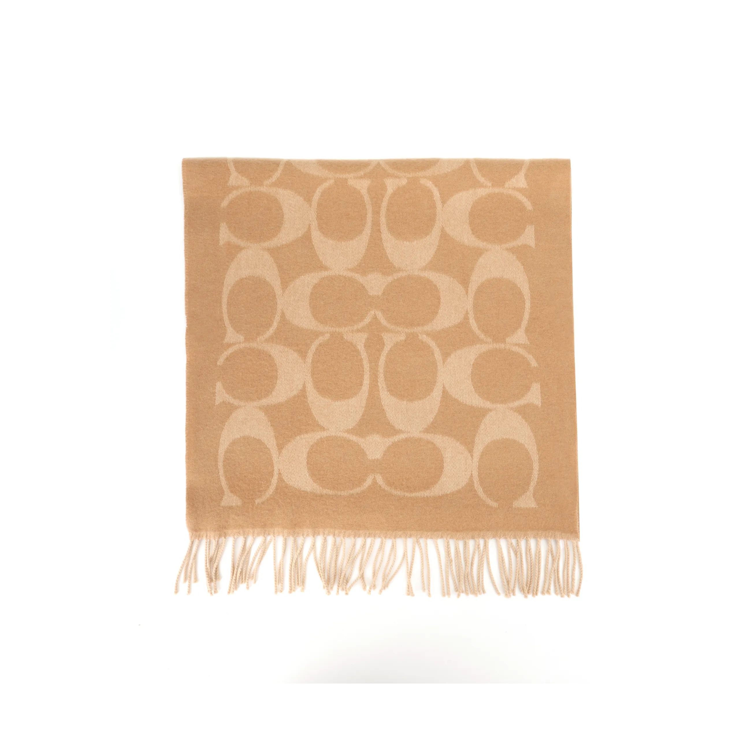 COACH Cashmere Knit Scarves Unisex Camel