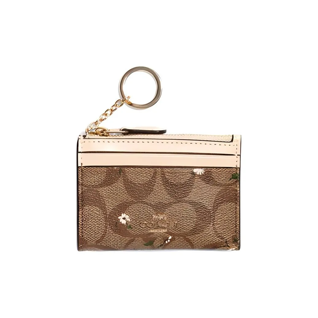 COACH Canvas With Leather Clutch Card Holder Card Holder Mini Women's White & Brown