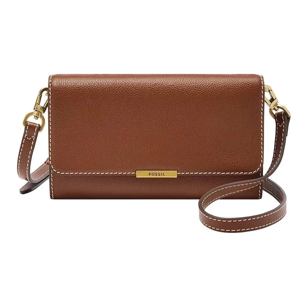 FOSSIL Genuine Leather Shoulder Bag Women
s Coffee