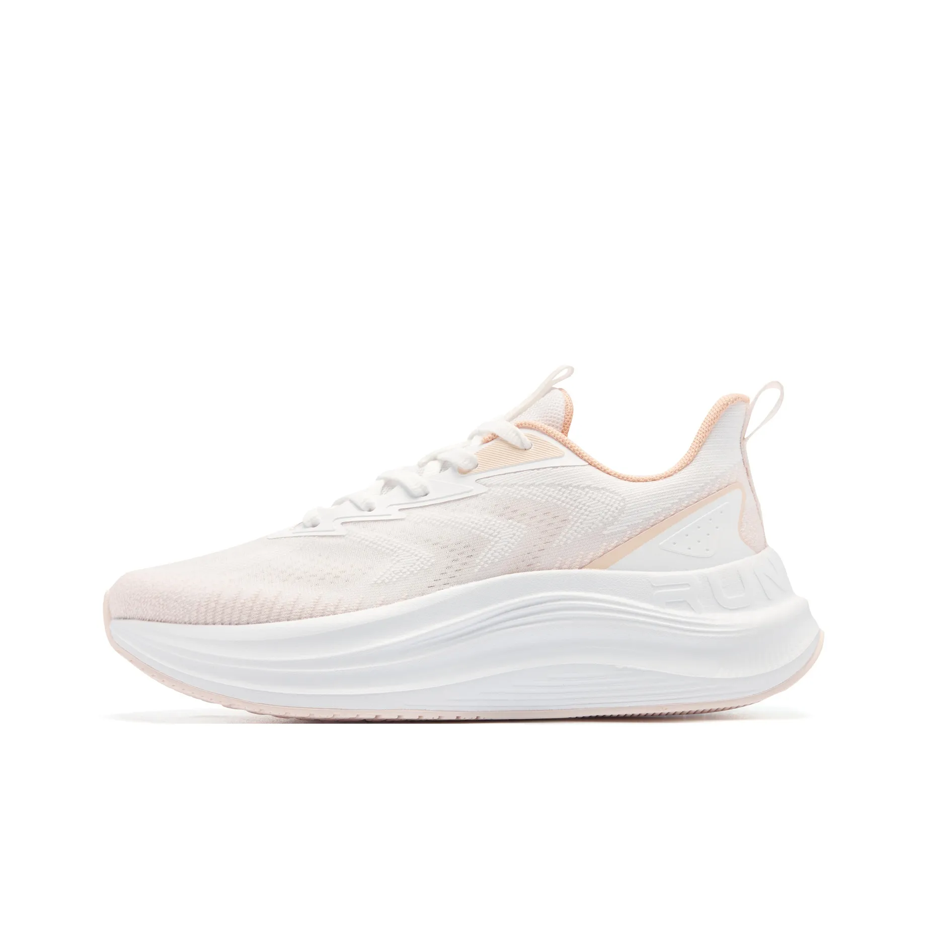 QIAODAN Cushioned Slip-Resistant Abrasion-Resistant Low-Top Casual Running Shoes Women's White Pink