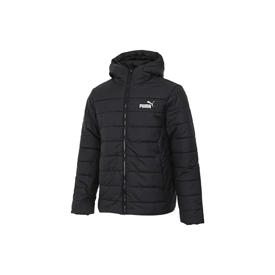 PUMA ESS С капюшоном Стеганый хлопковый пуховик Мужской Черный