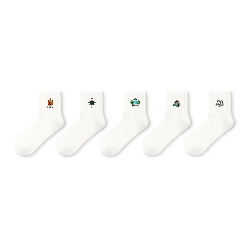 Primeet Mid Calf Socks Unisex 5 Pack Simple And Adorable Patterns