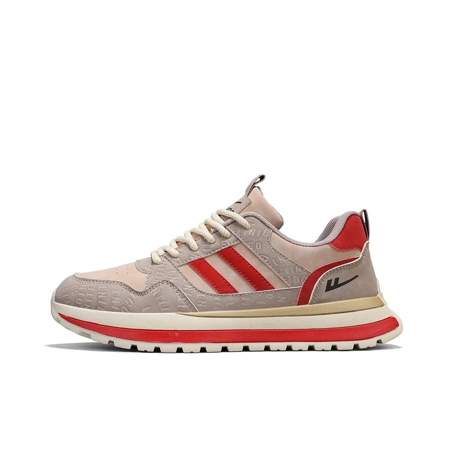 Warrior Wear-Resistant Wide Coverage Lightweight Low-Top Casual Shoes Men's Light Gray Khaki Red