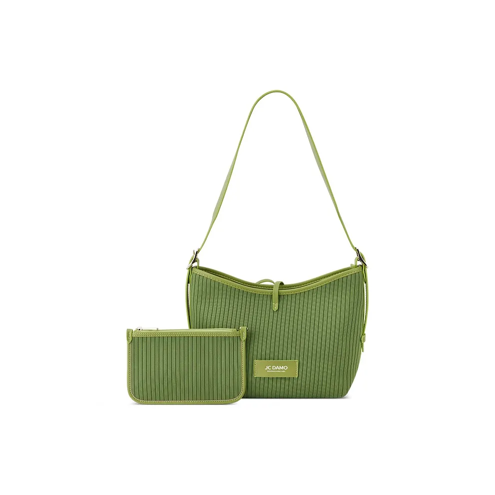 JC DAMO Экологичная Пряжа Сумка Сумка через плечо Сумка через плечо Женская Сосновый зеленый Персиково-розовый Полосы Сине-белые полоски