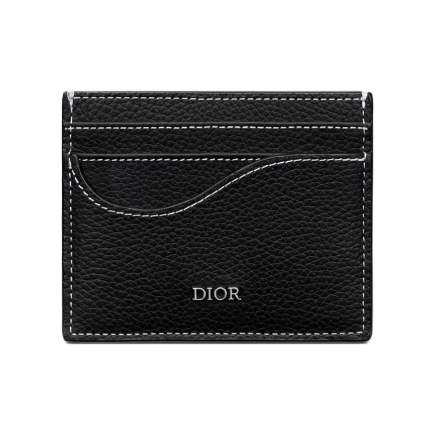 DIOR Седло Grained Телячья кожа Седло Картхолдер Женские Черный