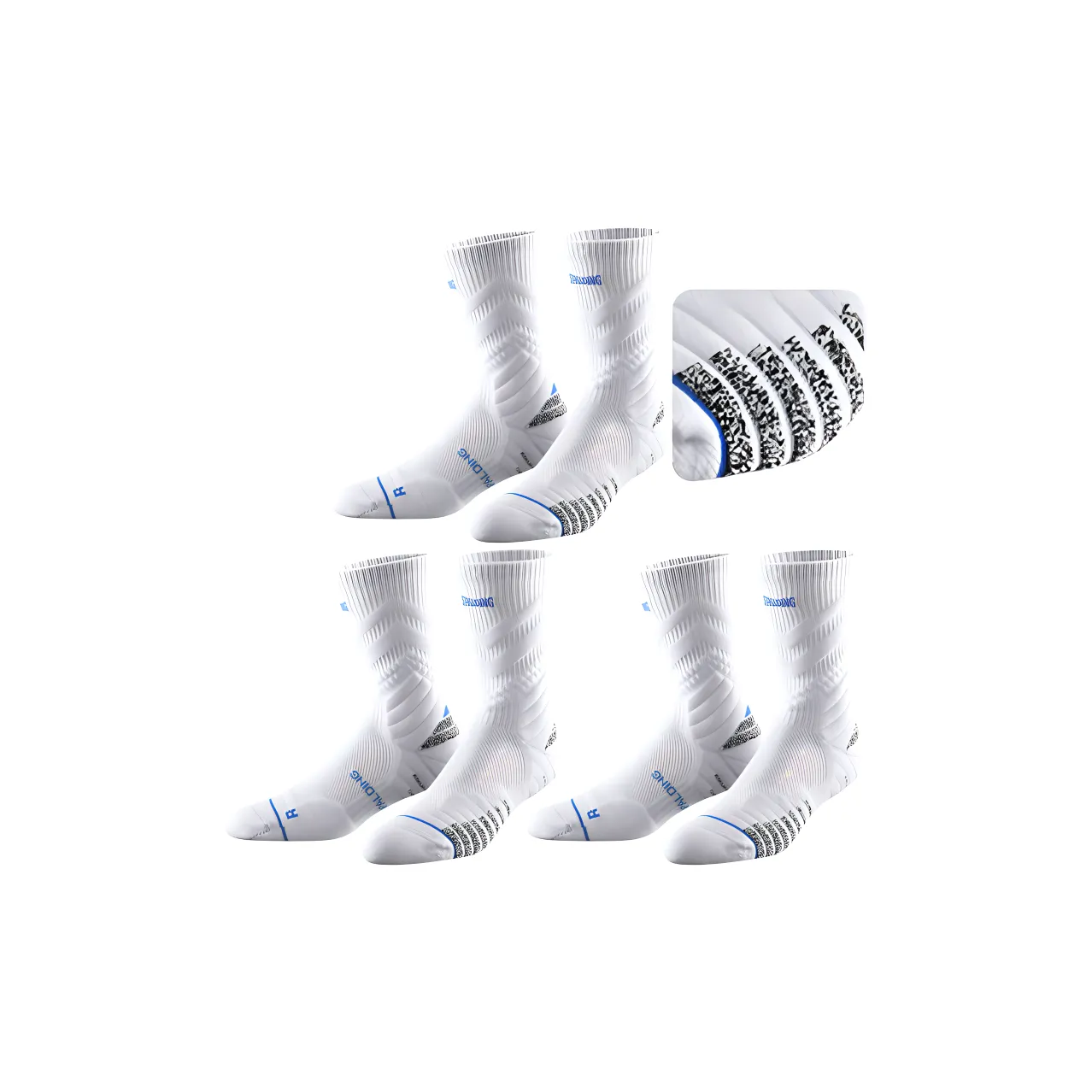 SPALDING Professional Basketball Socks Trendy Versatile Warm Elite Socks Comprehensive Training Unisex 3 Pack