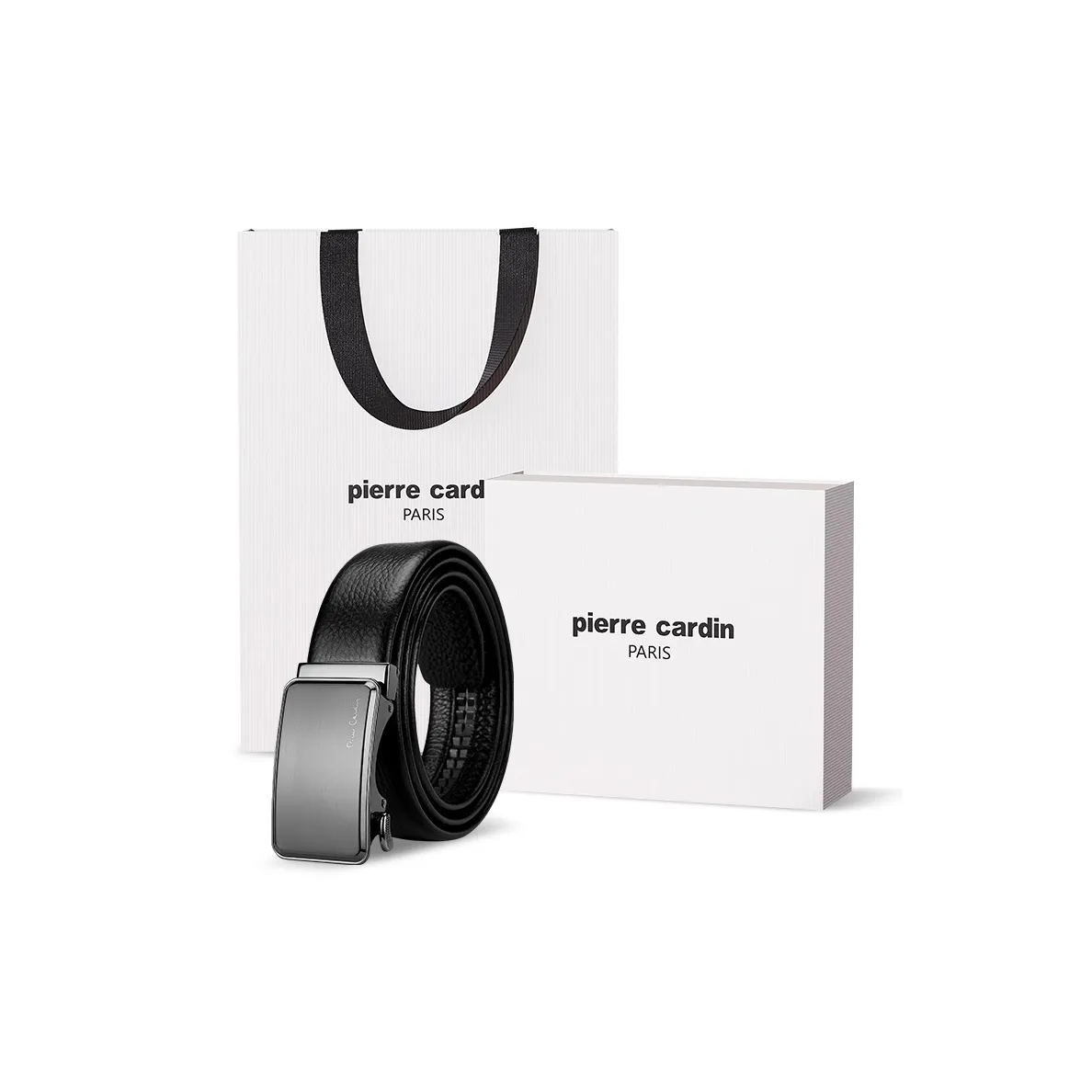 PIERRE CARDIN Genuine Cow Leather Casual Belt Box Men's Black 3.5cm