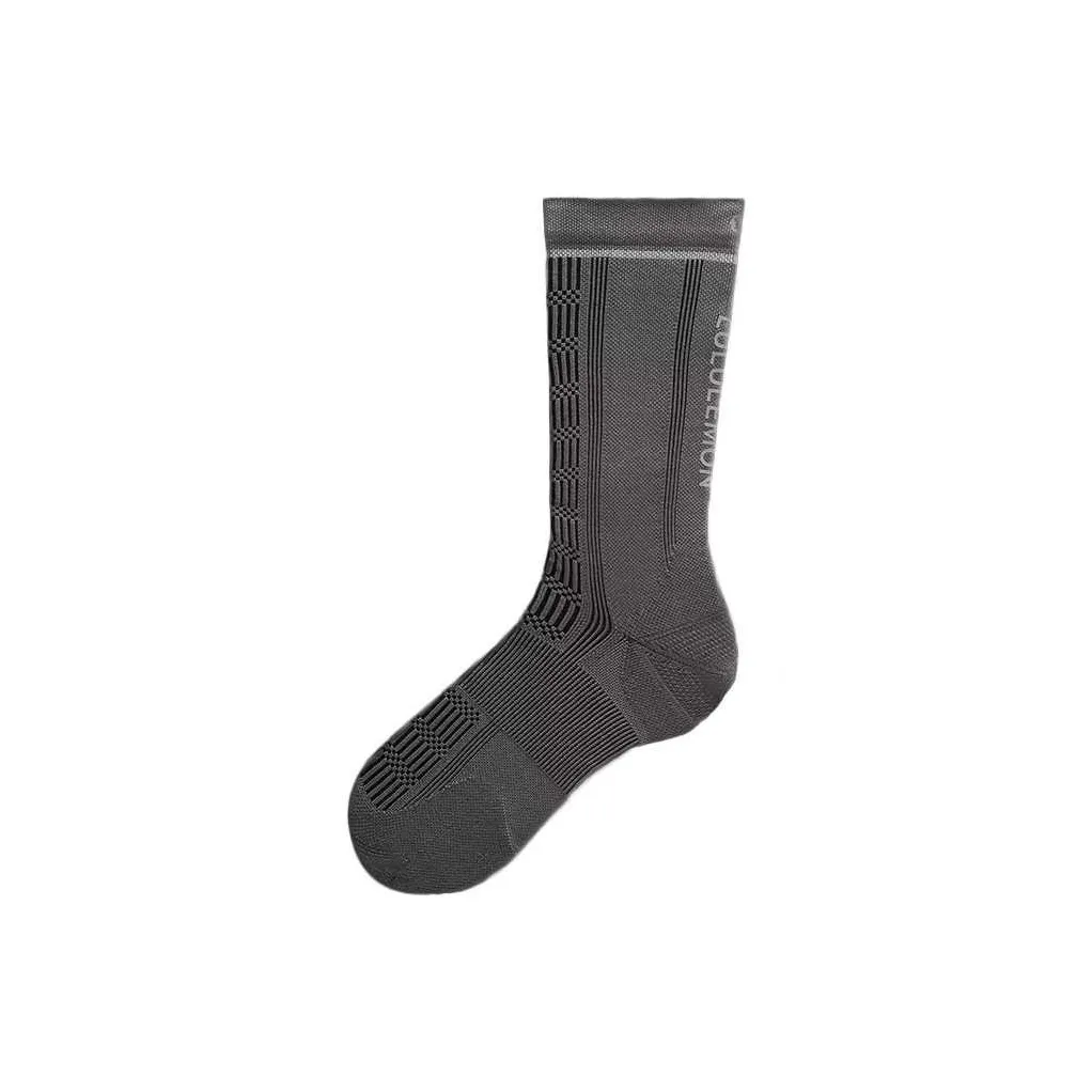 Lululemon Power Stride PerformaHeel Mid Calf Socks Men's 1 Pack Gray/Black/Silver Waterdrop