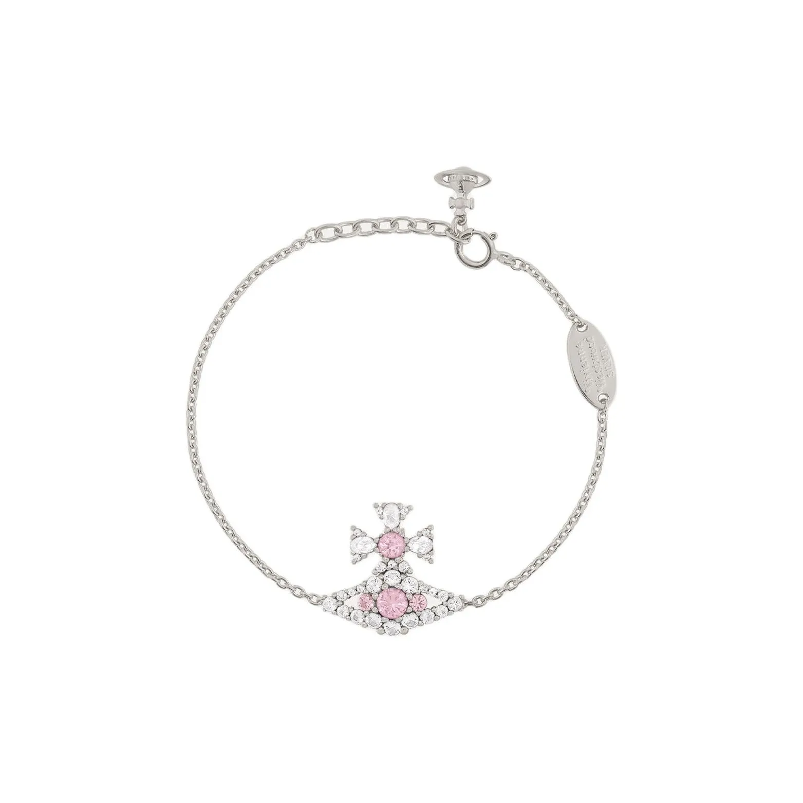 Vivienne Westwood Переработанный Серебряный Искусственный Кристалл Браслеты Женские Серебряный Розовый