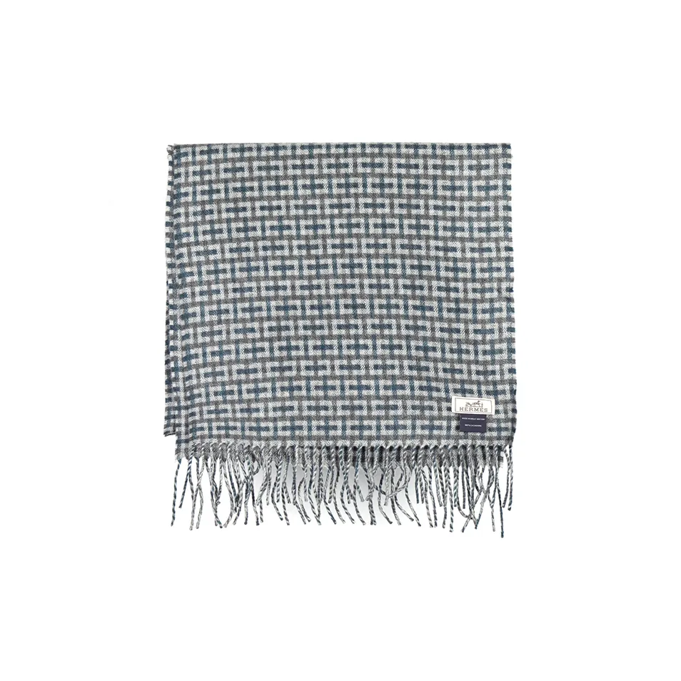 HERMES Knit Scarves Unisex Gray