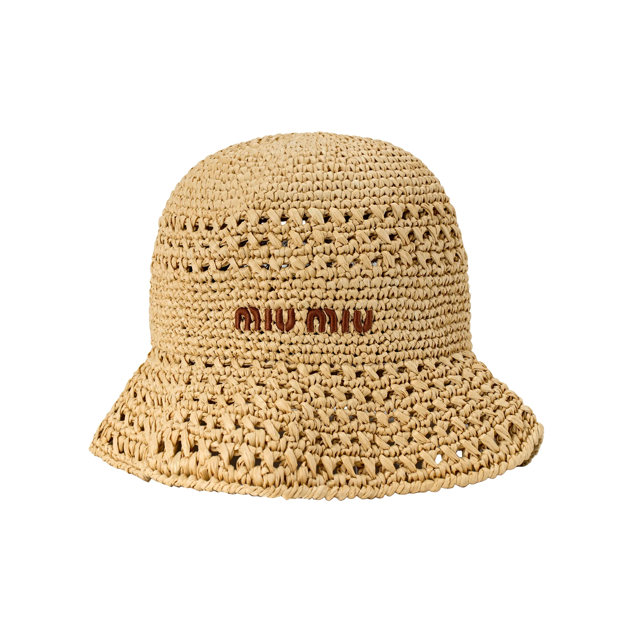 MIU MIU Logo Embroidered Crochet Knitted Bucket Hat