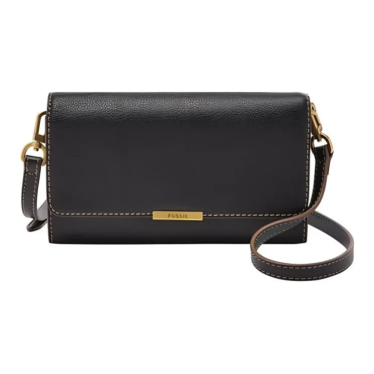 FOSSIL Leather Crossbody Bag Women
s Black