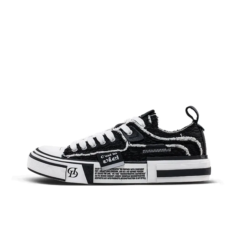 Daisy Fellowes Chocolate Series Low-Top Skateboard Shoes Unisex Chanel-Inspired Black