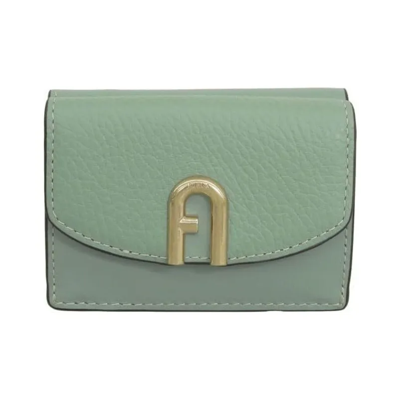 Furla Cow Leather Wallet Small Size Women's Green