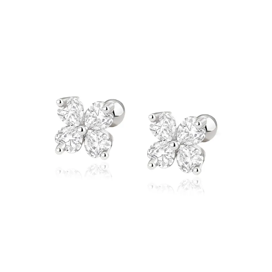 Central Fashion 999 Fine Silver Stud Earrings Women's