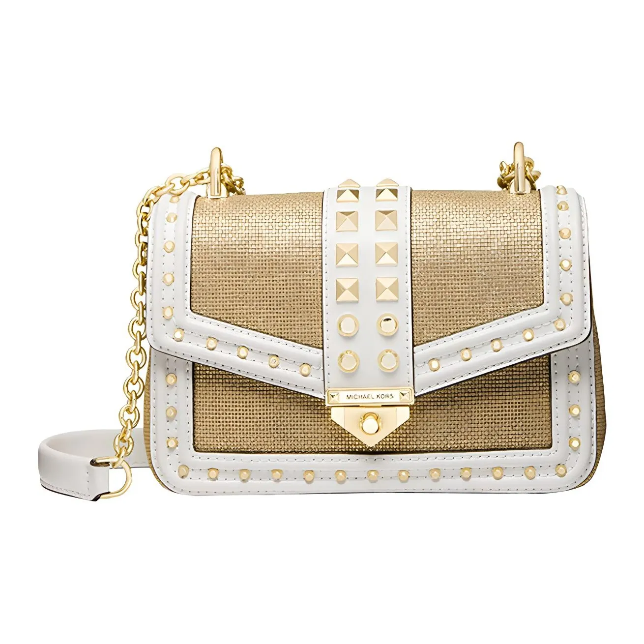 MICHAEL KORS SOHO совместная брендированная холщовая кожа Сумка через плечо Маленькая сумка на плечо Женская Коричневый и Белый