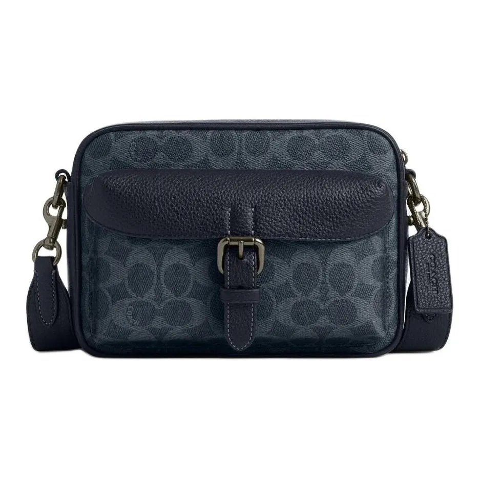 COACH Coated Canvas Crossbody Bag Shoulder Bag Small Size Men's Midnight Navy