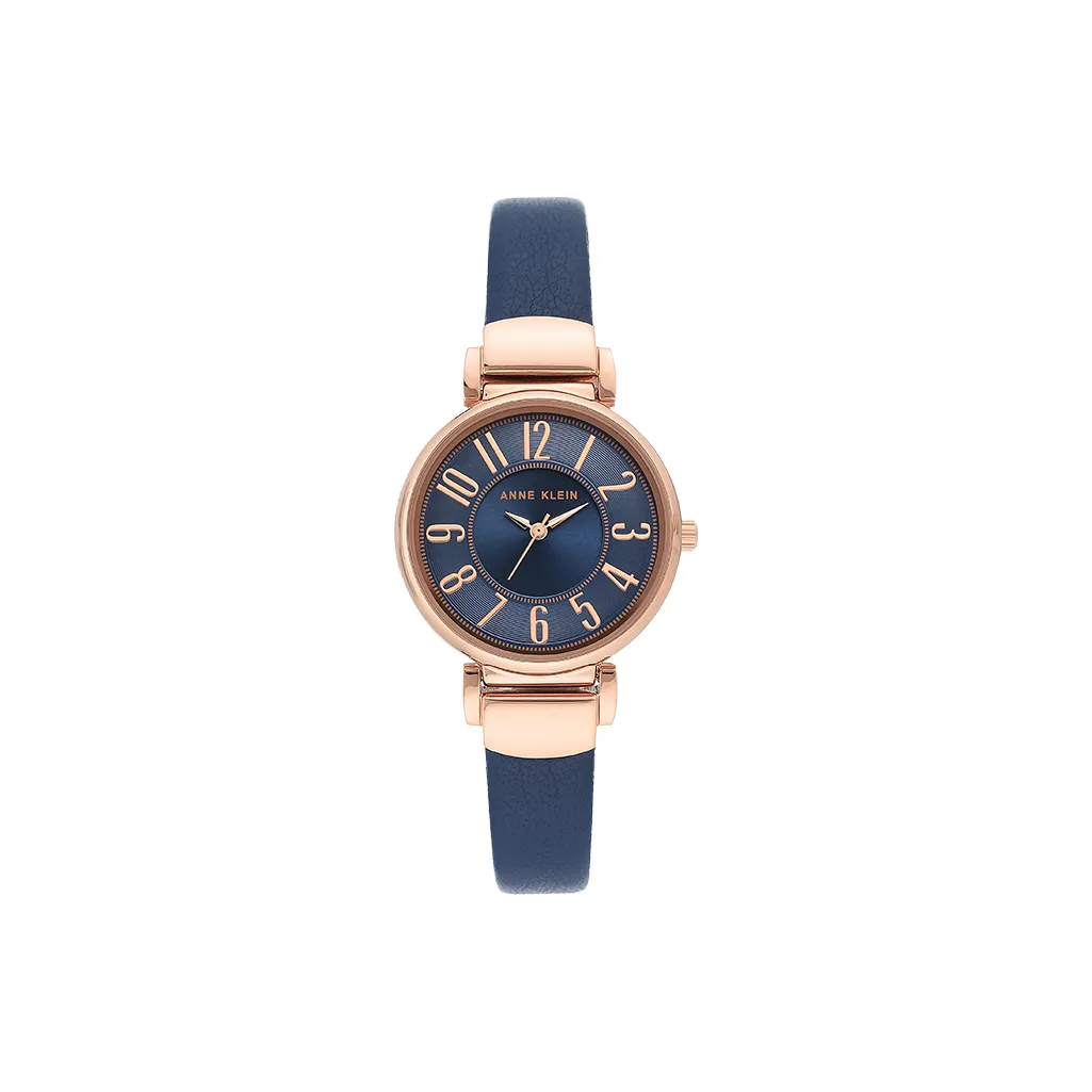 ANNE KLEIN Наручные часы Кварцевый механизм Кожаный ремешок 26 мм Черный циферблат Женские часы