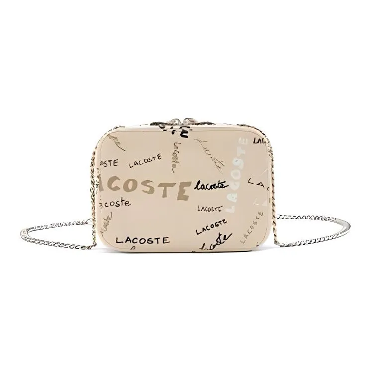 Сумка через плечо из коровьей кожи LACOSTE Collaboration маленькая женская цвет устрично-серый