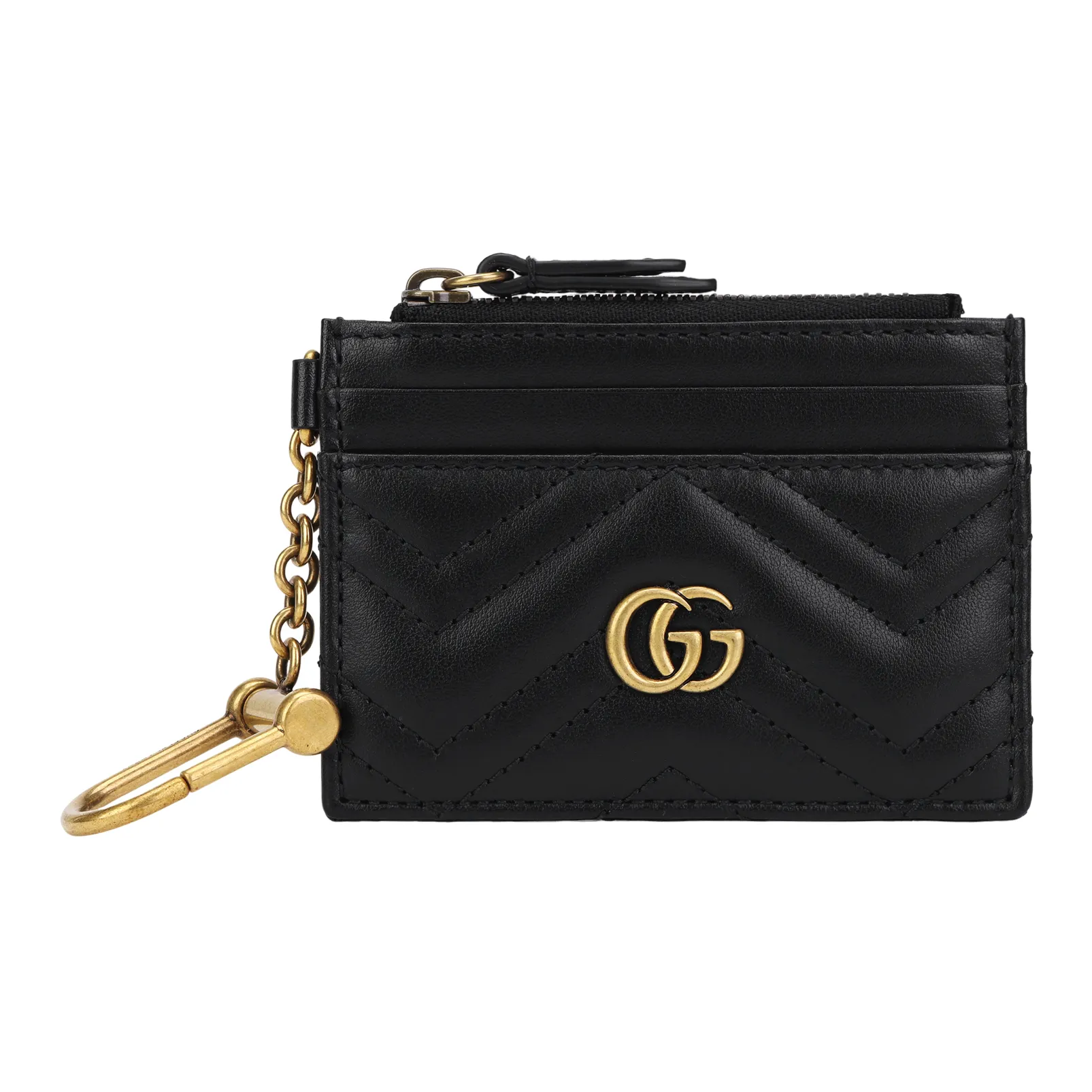 GUCCI GG Marmont Quilted Leather Coin Purse, Card Holder Women's Black