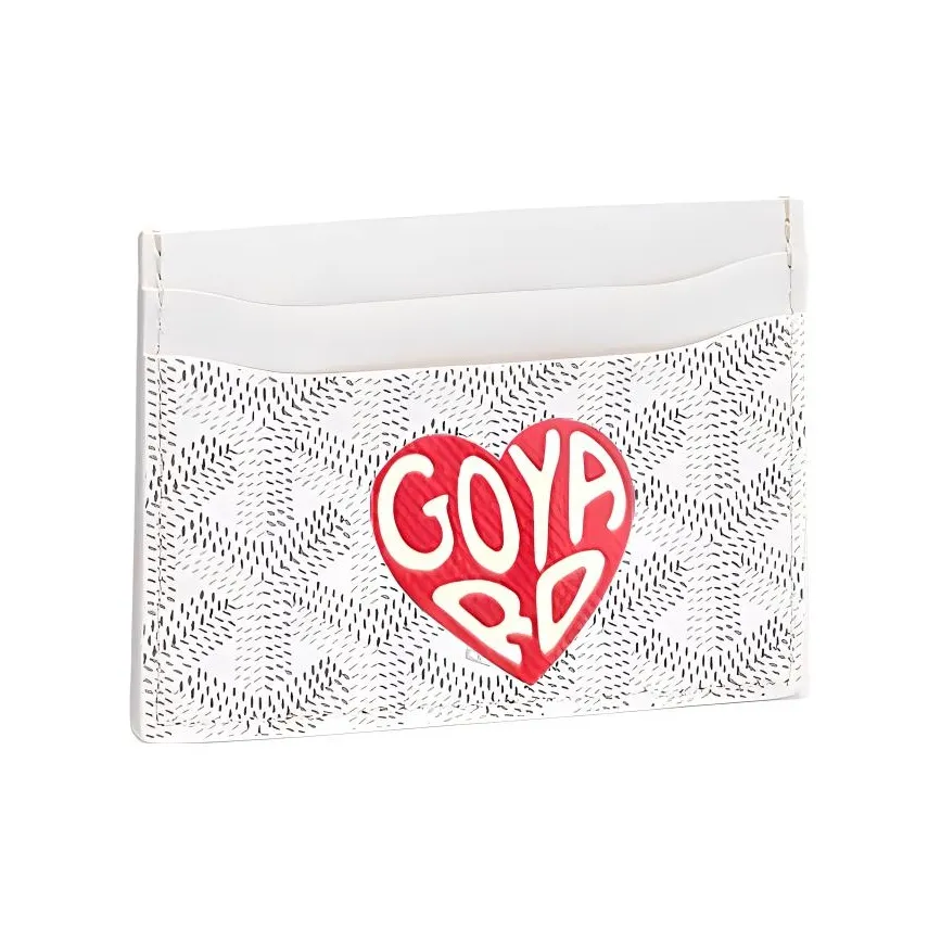 GOYARD Saint Sulpice Canvas With Leather Card Holder Card Holder Unisex White & Red Small Heart