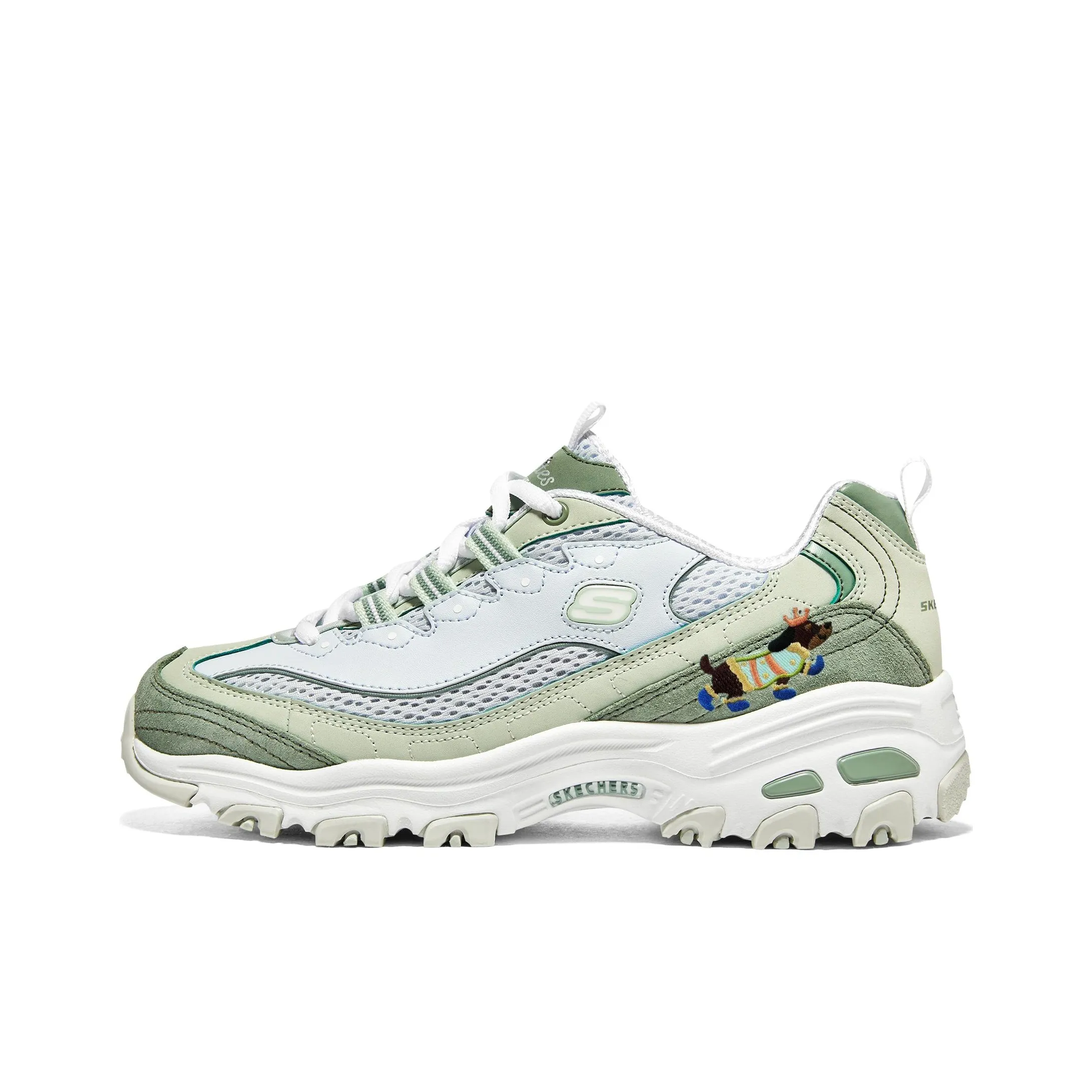 Skechers Низкий топ массивные кроссовки женские зеленый белый азиатская версия