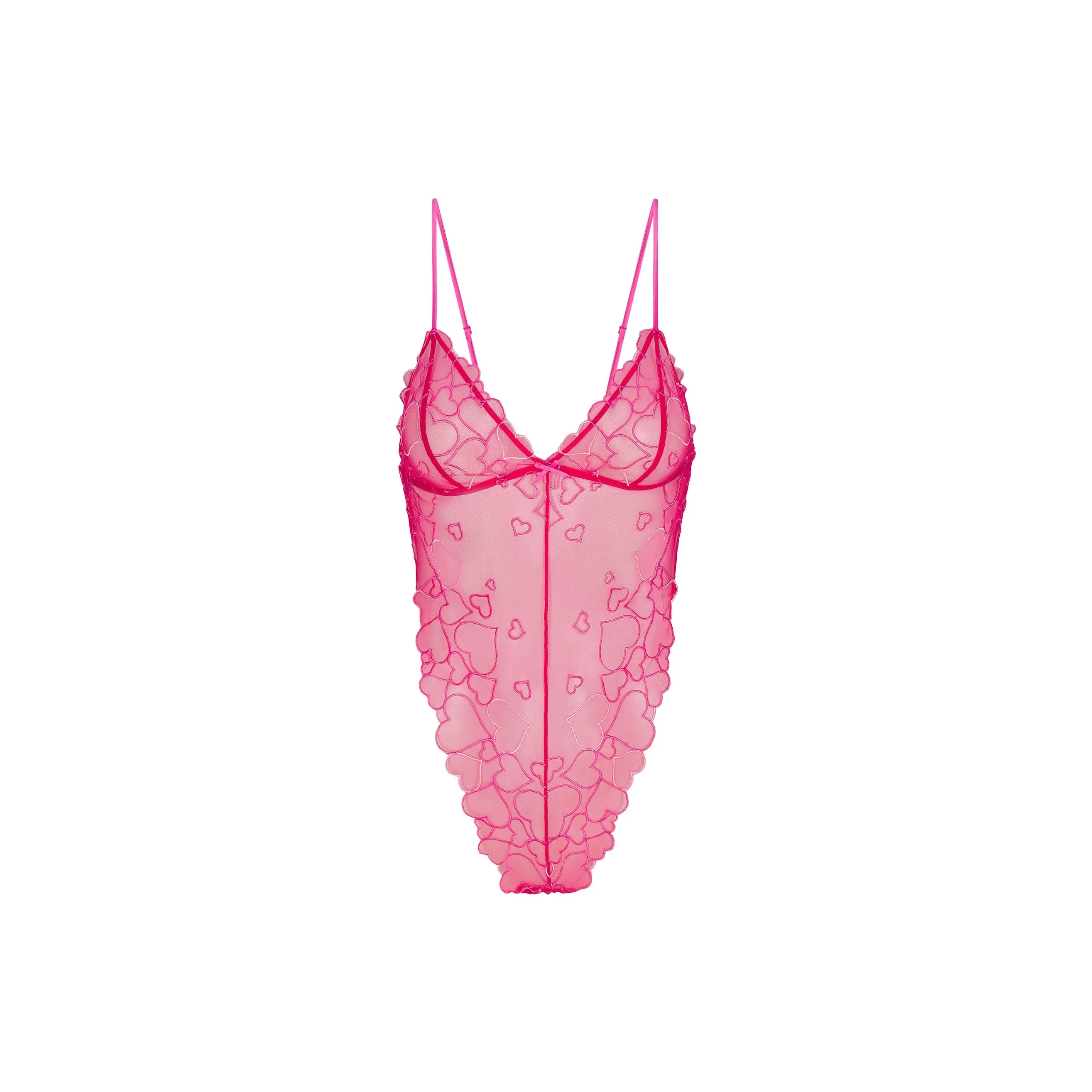 SKIMS Valentine's Day Collection SS25 Вышитый Тул Тедди Комбинезон Женские Машины для Боксирования