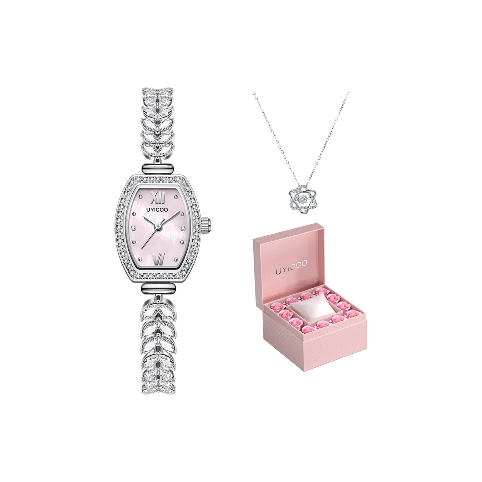 UYICOO Mermaid Series Гипсофила Маленький Кубик Сахара Наручные Часы Кварцевый Механизм Ремешок из Нержавеющей Стали