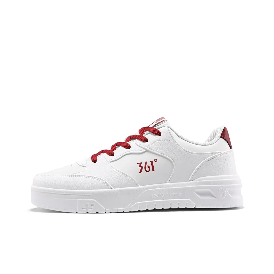 361° Покрытие Slip-resistant и Abrasion-resistant Низкий топ Скейтборд Кроссовки Мужские Белый Красный