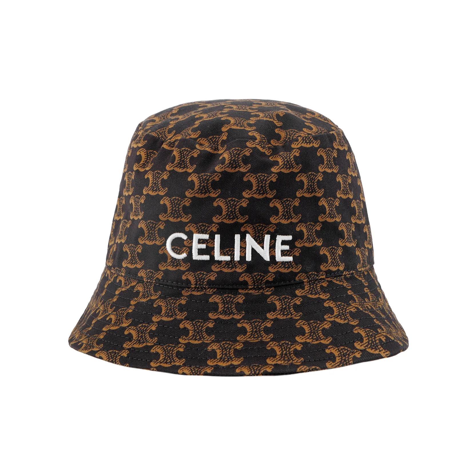 CELINE Cotton Bucket Hats Unisex Brown/Caramel
