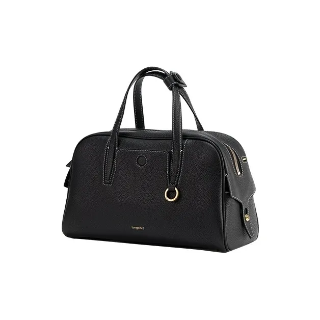 Songmont Cow Leather Bowling Ball Boston Bag, Shoulder Bag, Crossbody Bag, Handbag Trumpets Unisex Smoky Ink Black