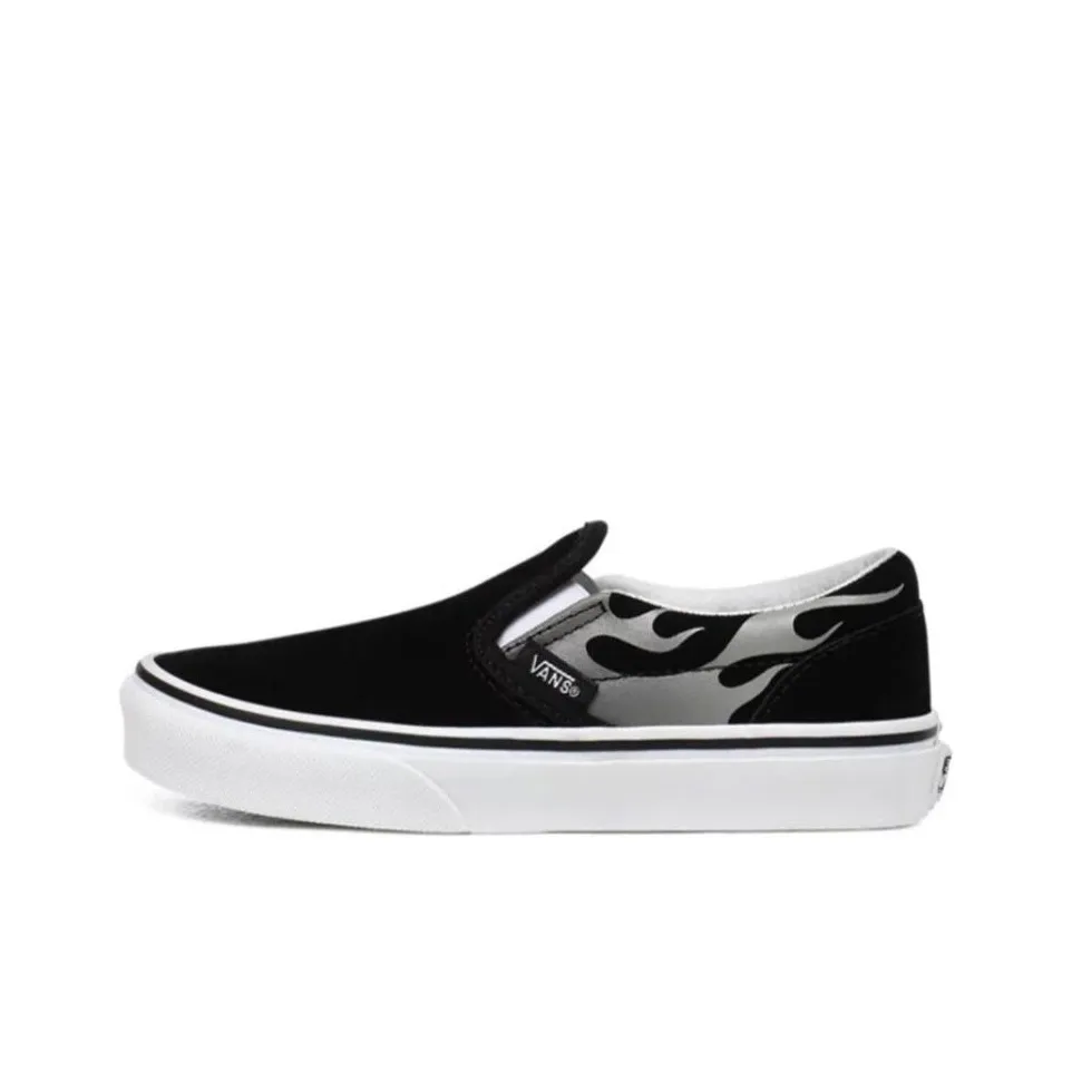 Vans Slip on Non slip Lightweight Low Top Kids' Skateboarding Shoes Black Gray Teenagers