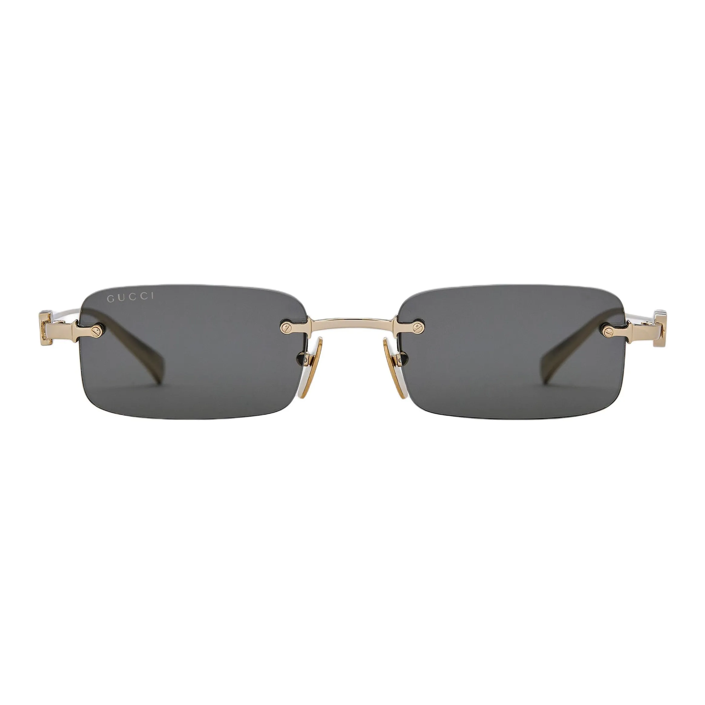 GUCCI Metal Rectangular Sunglasses Men's Gold