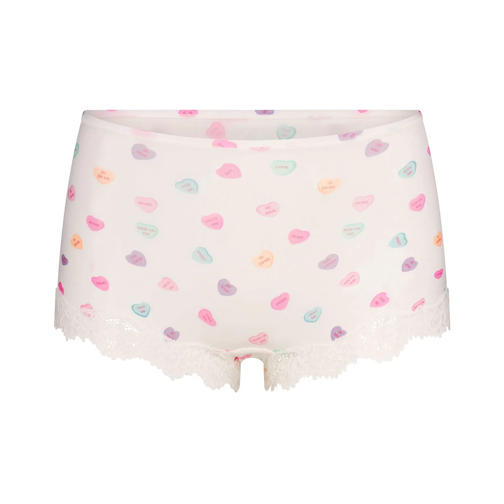 SKIMS Valentine's Day Collection SS25 FITSEVERYBODYLACE BOY SHORT Underpants Unisex Marble Candy Heart Print