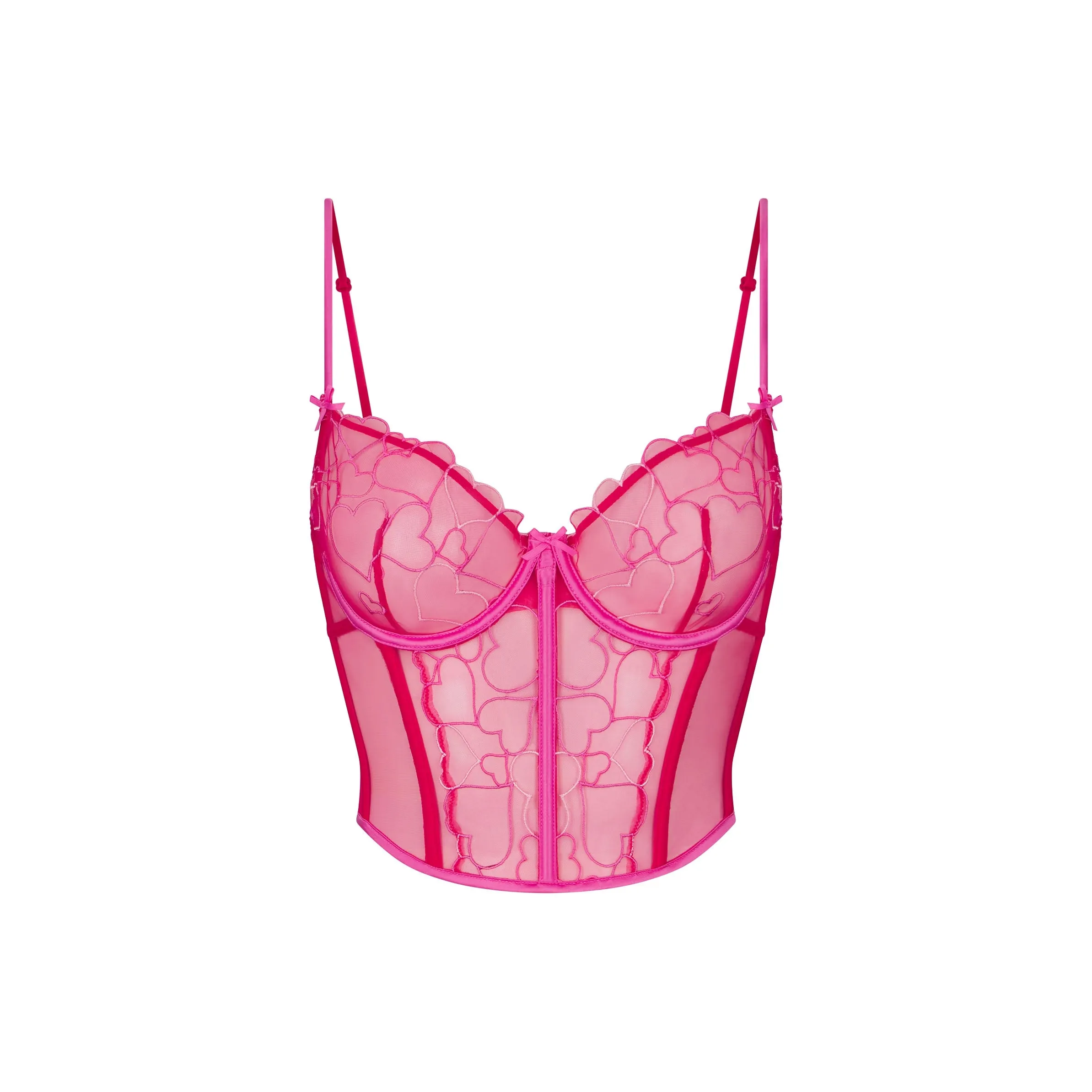 SKIMS Valentine's Day Collection SS25 Вышитый Тулль Укороченный Корсет Корректирующее белье Женские Машины для Перфорирования