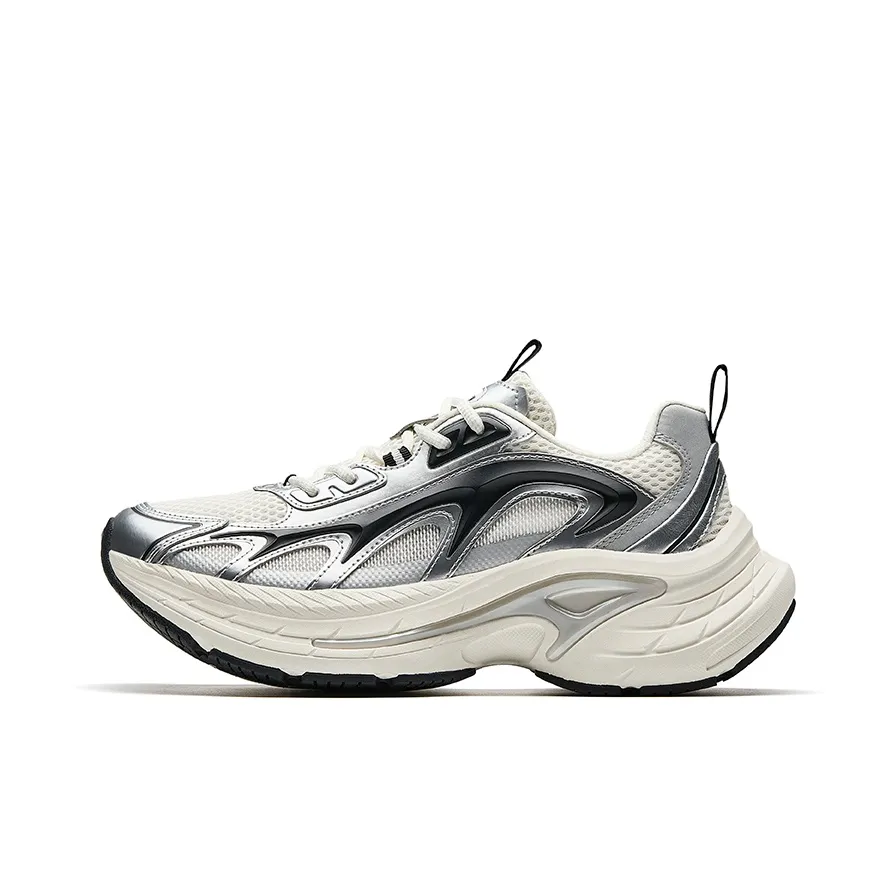 Anta Height Increasing Anti Slip And Wear Resistant Low Top Casual Shoes Men's White Silver Black
