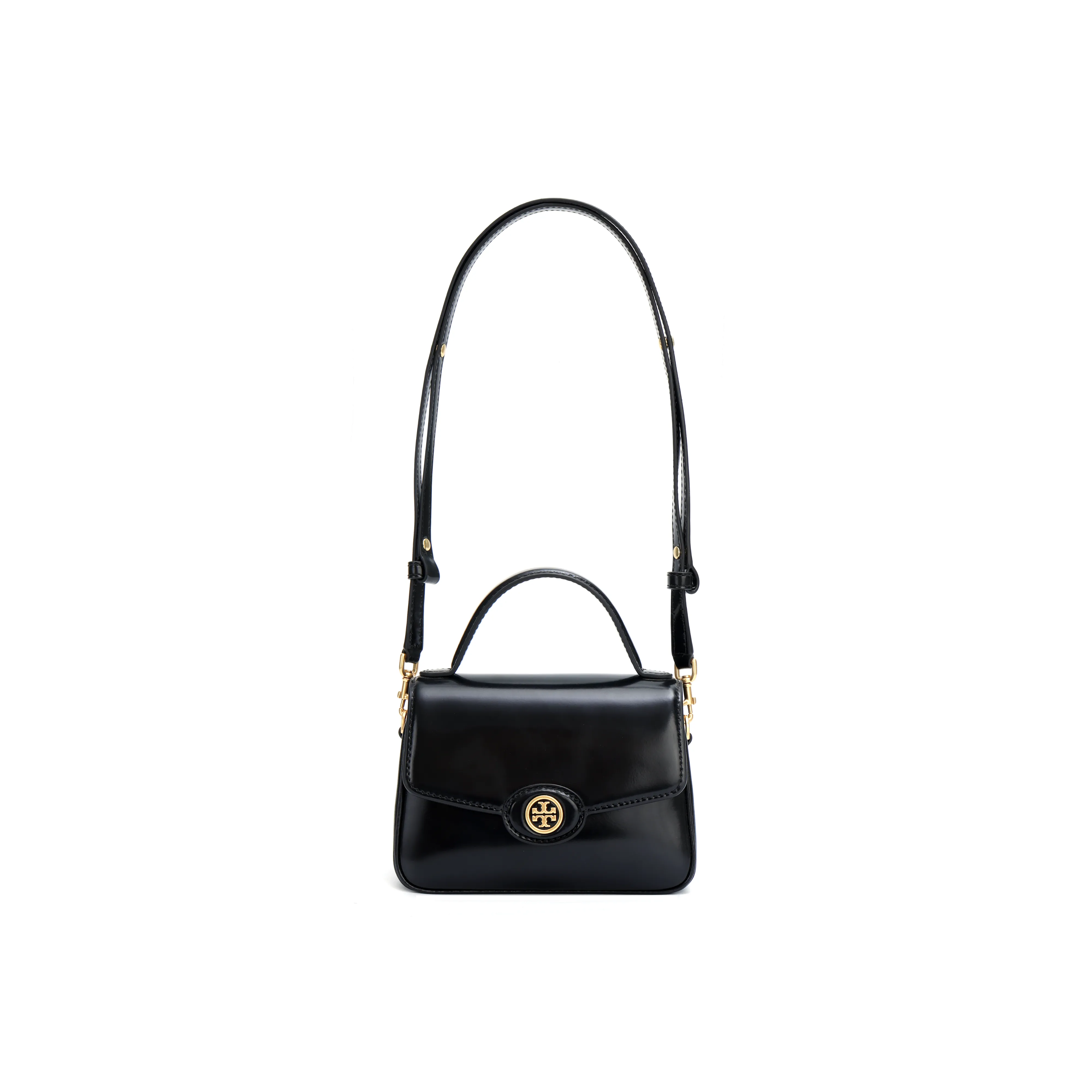 TORY BURCH Robinson Spazzolato Small Top Handle Black