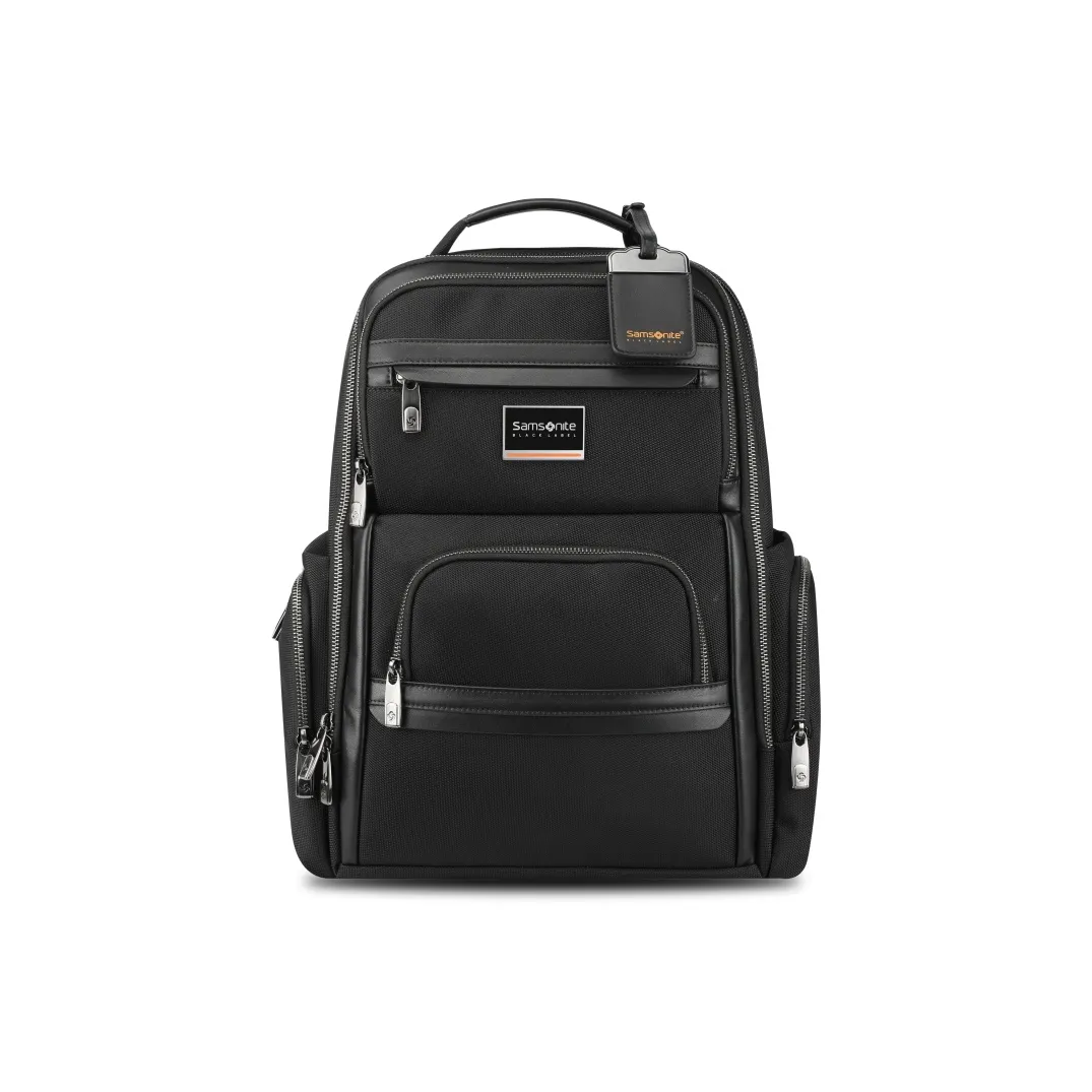 SAMSONITE Antibacterial Fabric Cow Leather Patchwork Student Travel Backpack Regular Unisex Black