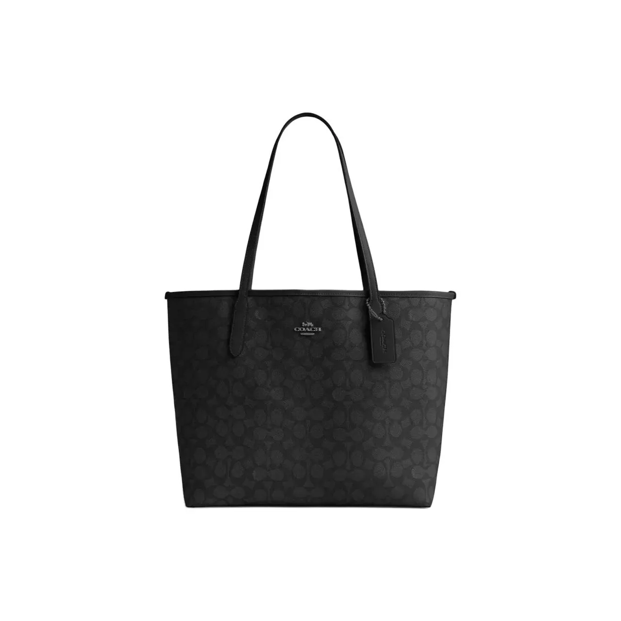 COACH City Artificial Leather Tote Bag, Shopping Bag, Handbag Tubas Women's Charcoal Black
