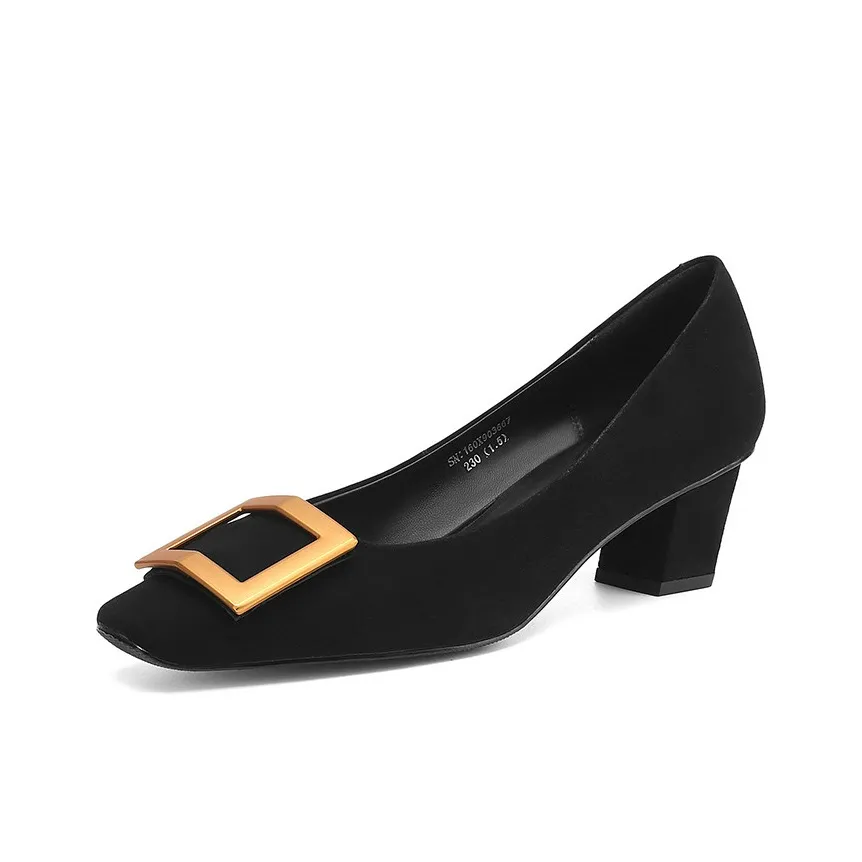 XICUNMINGWU Грубый каблук Высокие каблуки Женские Черный