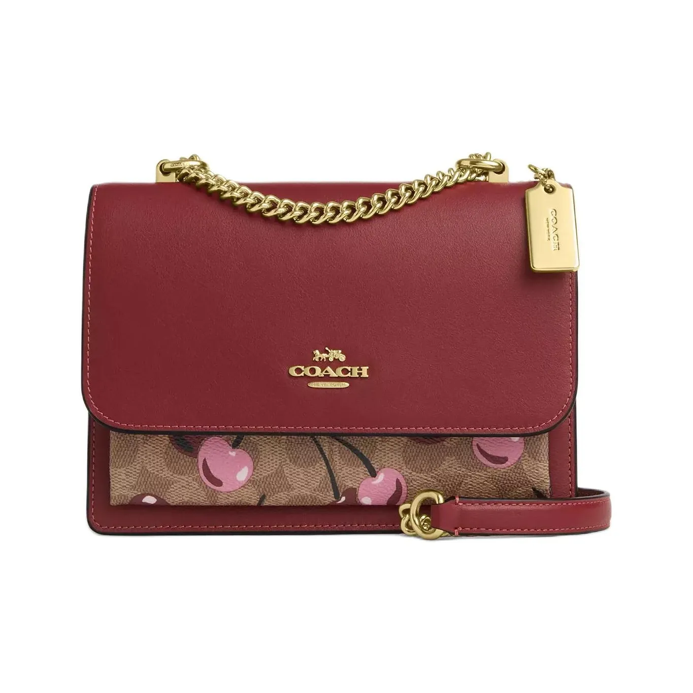 COACH Klare Покрытие Холст Сумка через плечо Сумка на плечо Маленькая Женская Бордовая
