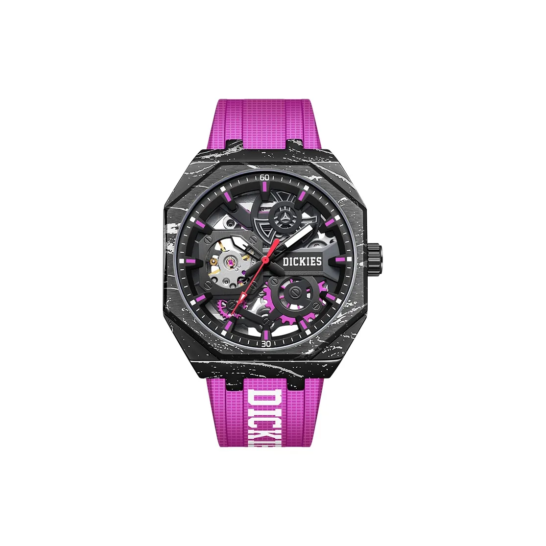 Dickies Wrist Watch Mechanical Movement Silicone Strap Black Dial Men's Watches Mechanical Watch Cool Box