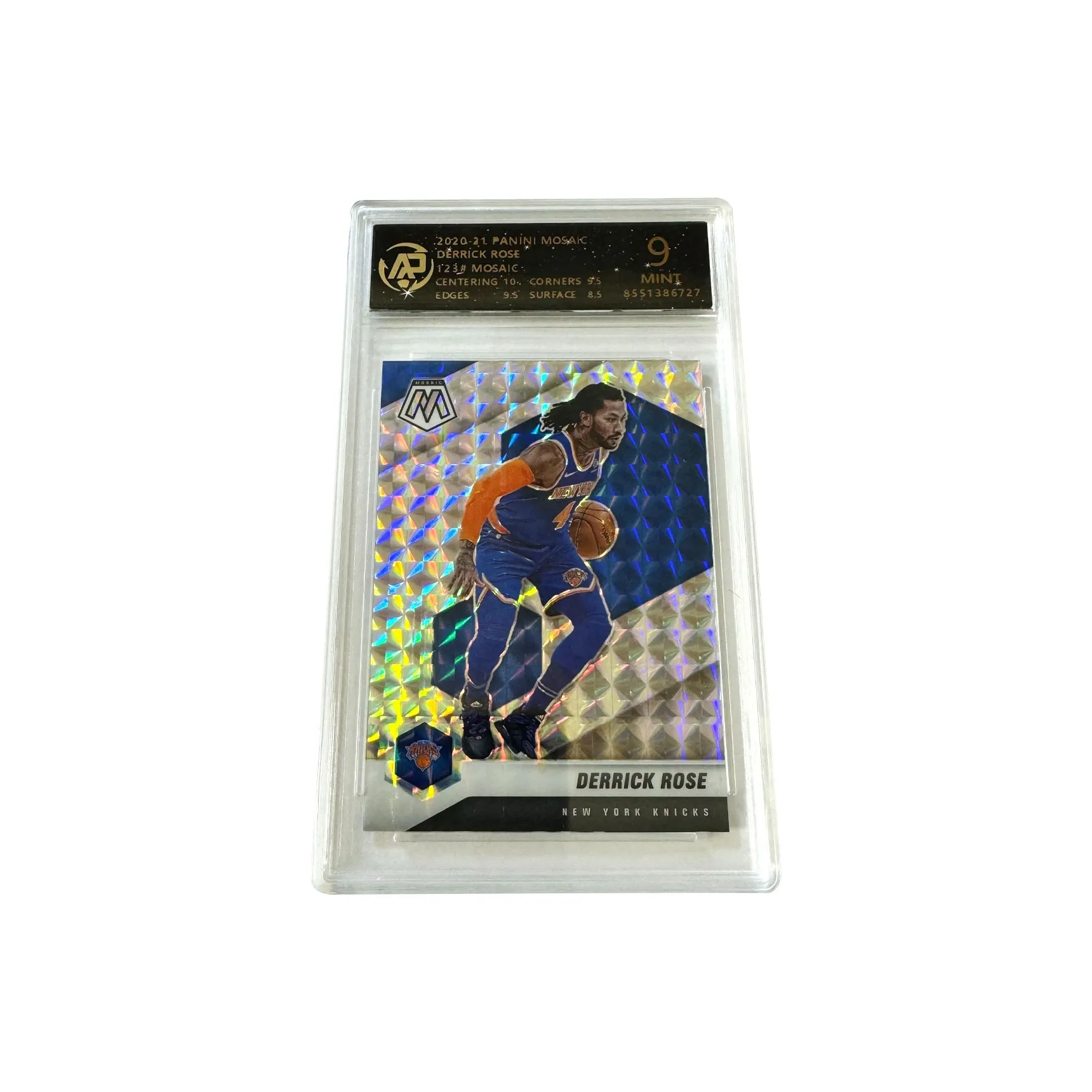PANINI Derrick Rose Knicks Mosaic Silver Refringence Player Card 9 Points Graded Cards 1 Pc