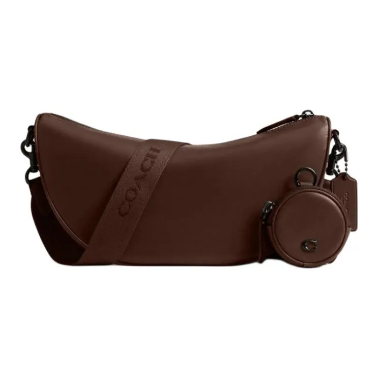 COACH HALL Коровья кожа Сумка через плечо Большая Унисекс Кленовый Коричневый