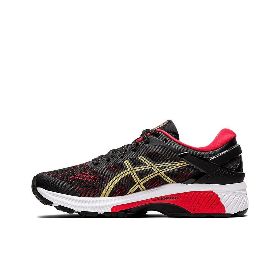 Asics Gel Kayano 26 Low Топ Беговые кроссовки Женские Черный Красный Золото