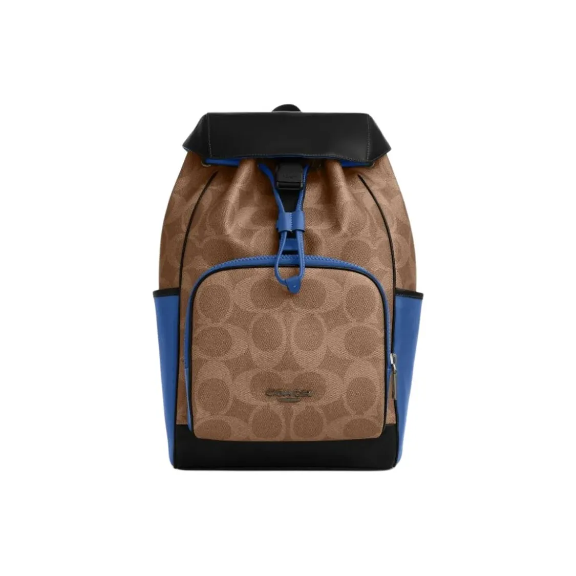 COACH RACER Artificial Leather Backpack Medium Size Men's Brown & Yellow & Pacific Blue & Bright Blue