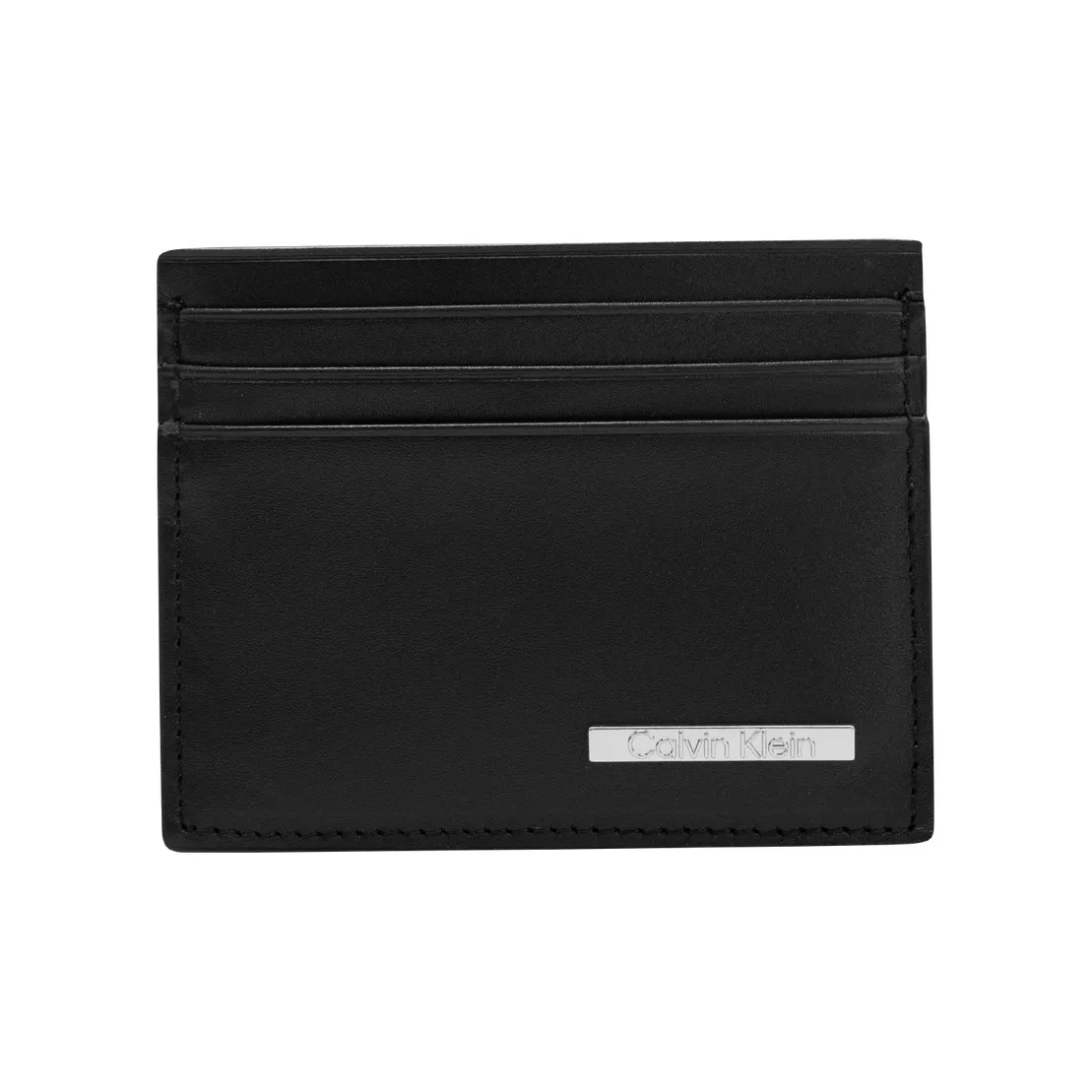 CALVIN KLEIN SS25 Коровья кожа Держатель для карт Мужской Космический черный