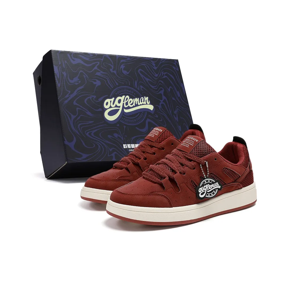 OUGLEMEN Red Snake Welcoming Spring Collection Износостойкий и Легкий Низкий Топ Кроссовки для скейтбординга Мужские